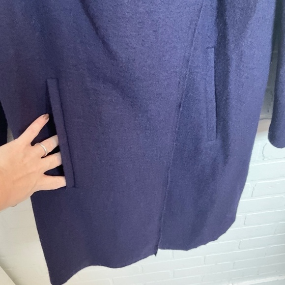 Linea Domani Jacket Cape 100% Boiled Wool High neck Deep Purple Pockets Sz S - Picture 9 of 16